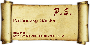 Palánszky Sándor névjegykártya